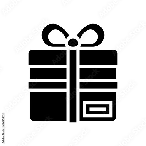 gift box with ribbon bow glyph icon vector. gift box with ribbon bow sign. isolated contour symbol black illustration