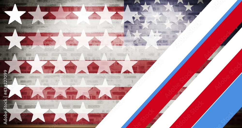 Composition of stars and stripes over american flag Composition of stars and stripes over american flag