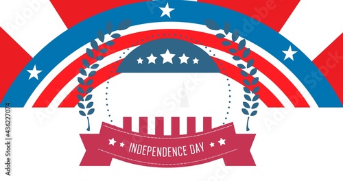 Composition of independence day text and stars and stripes over american flag