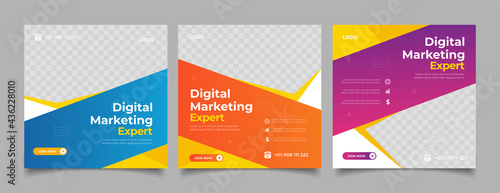Editable Post Template Social Media Banners for Digital Marketing.	