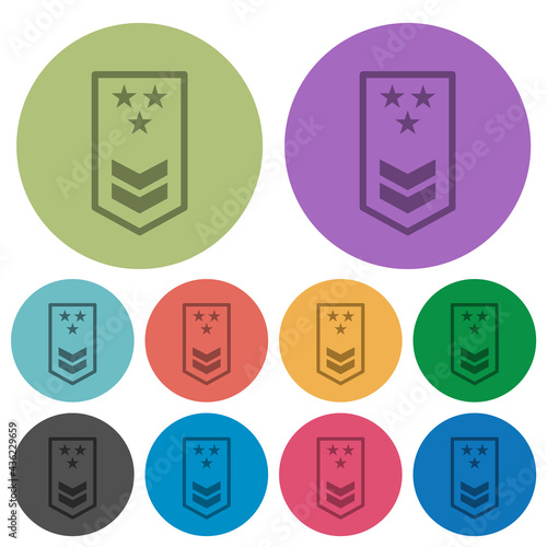 Military insignia with two chevrons and three stars color darker flat icons