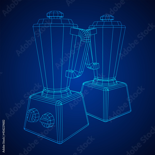 Kitchen blender. Appliance, equipment mixer machine. Wireframe low poly mesh vector illustration