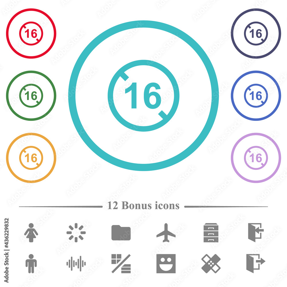 Not allowed under 16 flat color icons in circle shape outlines Not allowed under 16 flat color icons in circle shape outlines