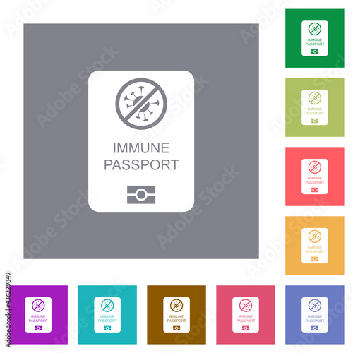 Immune passport square flat icons