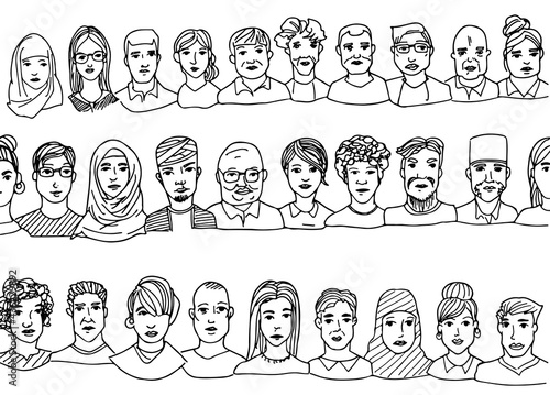 Vector illustration of Doodle People sketches, Hand drawn set of people doodles for decoration on white background