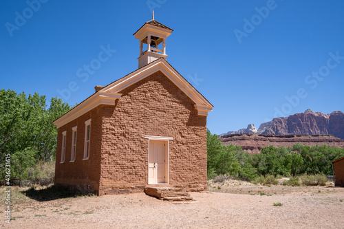 Old schoolhouse in the abandoned ghost town of Grafton, Utah photo