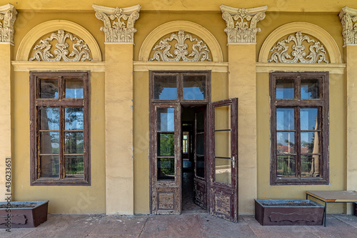 Novo Milosevo, Serbia - May 04, 2021: Karaconji Castle in Novi Milosevo was built in 1857 and is one of the cultural monuments of great importance.