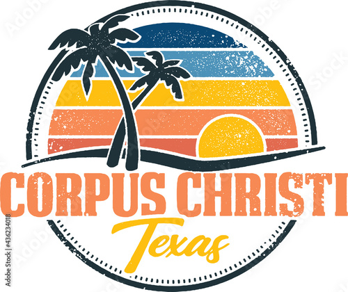 Corpus Christi Texas Beach Vintage Travel Stamp photo