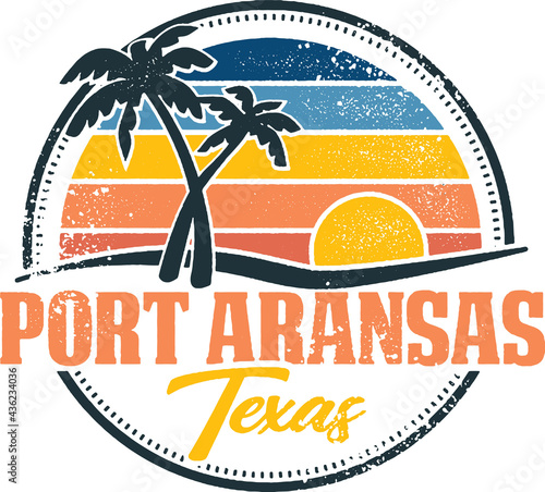 Port Aransas Texas Beach Vintage Travel Stamp