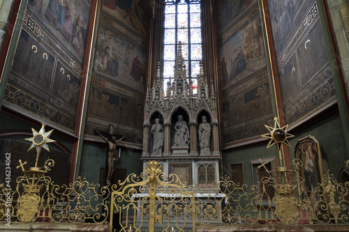 Canvas Print interior of Prague dome caste saint vitus church detail