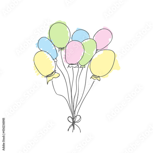 Balloons. Drawing hand draw. Children's multi-colored balloons. Cute illustration