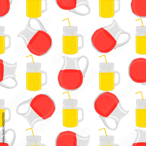 Illustration on theme colored lemonade in glass jug