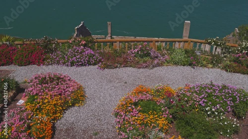 Sunny view of the flower garden on Alcatraz island