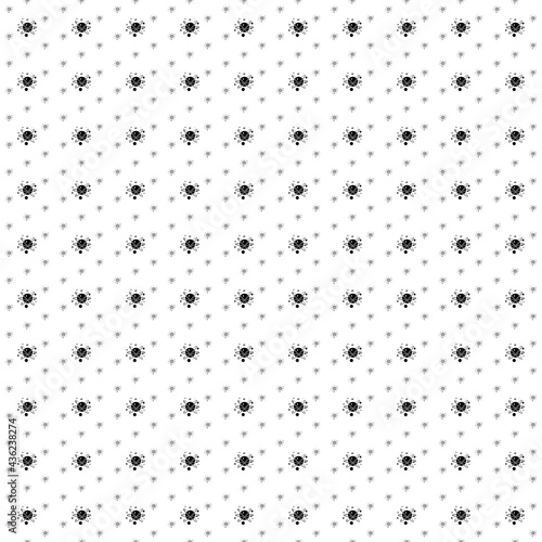 Square seamless background pattern from geometric shapes are different sizes and opacity. The pattern is evenly filled with black cosmic symbols. Vector illustration on white background