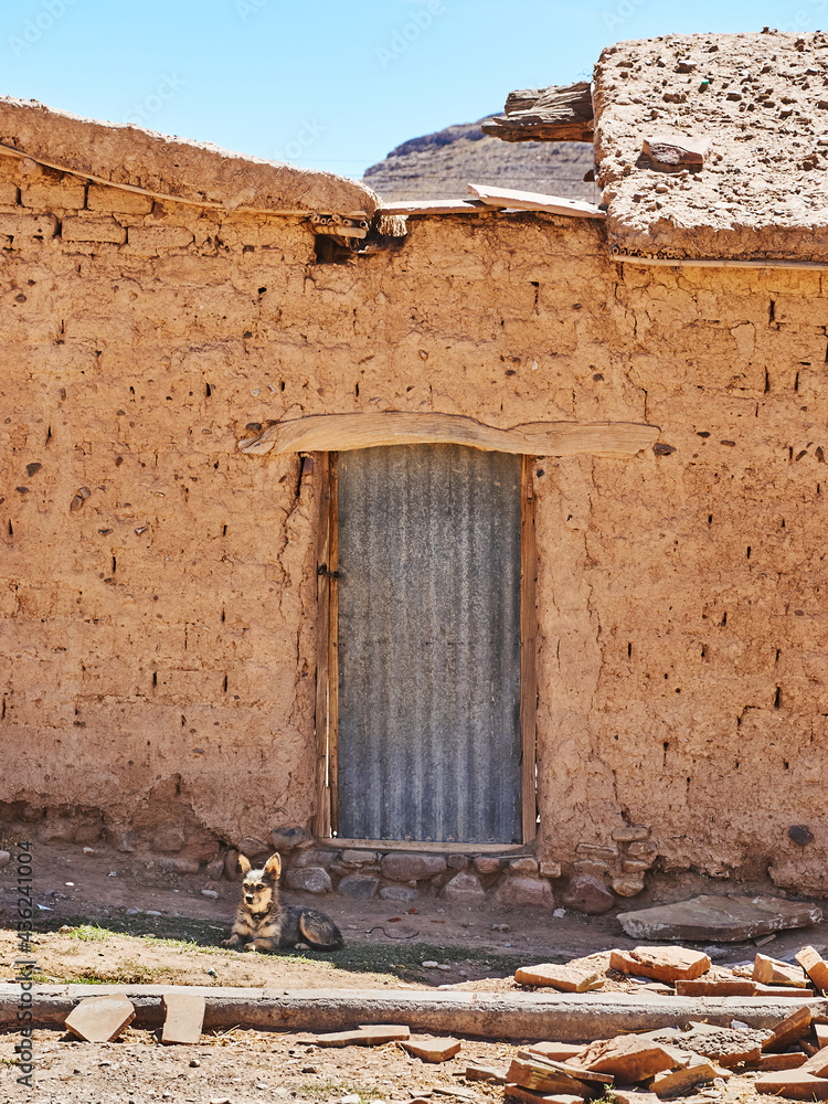 Door of a brick house.