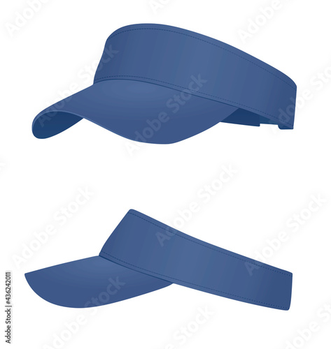 Blue visor cap. vector illustration