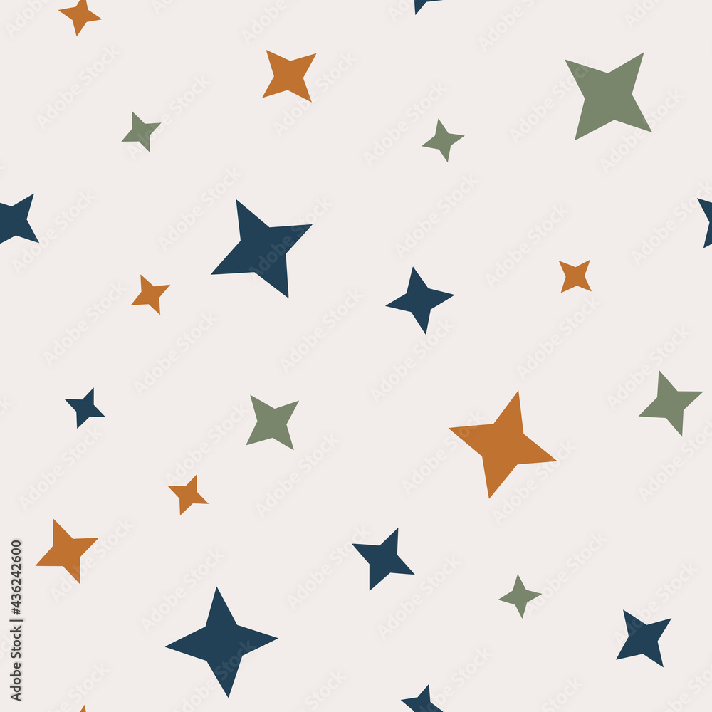 Fototapeta premium Trendy seamless vector pattern. Geometric background in earthy colors. Contemporary repeatable backdrop. Wallpaper, web design, textile, prints. Hand drawn vector illustration