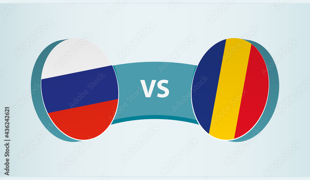 Russia versus Romania, team sports competition concept. Russia versus Romania, team sports competition concept.