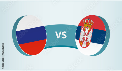 Russia versus Serbia, team sports competition concept.