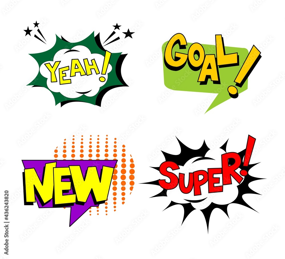 comic speech bubble set with text vector illustration comic speech bubble set with text vector illustration