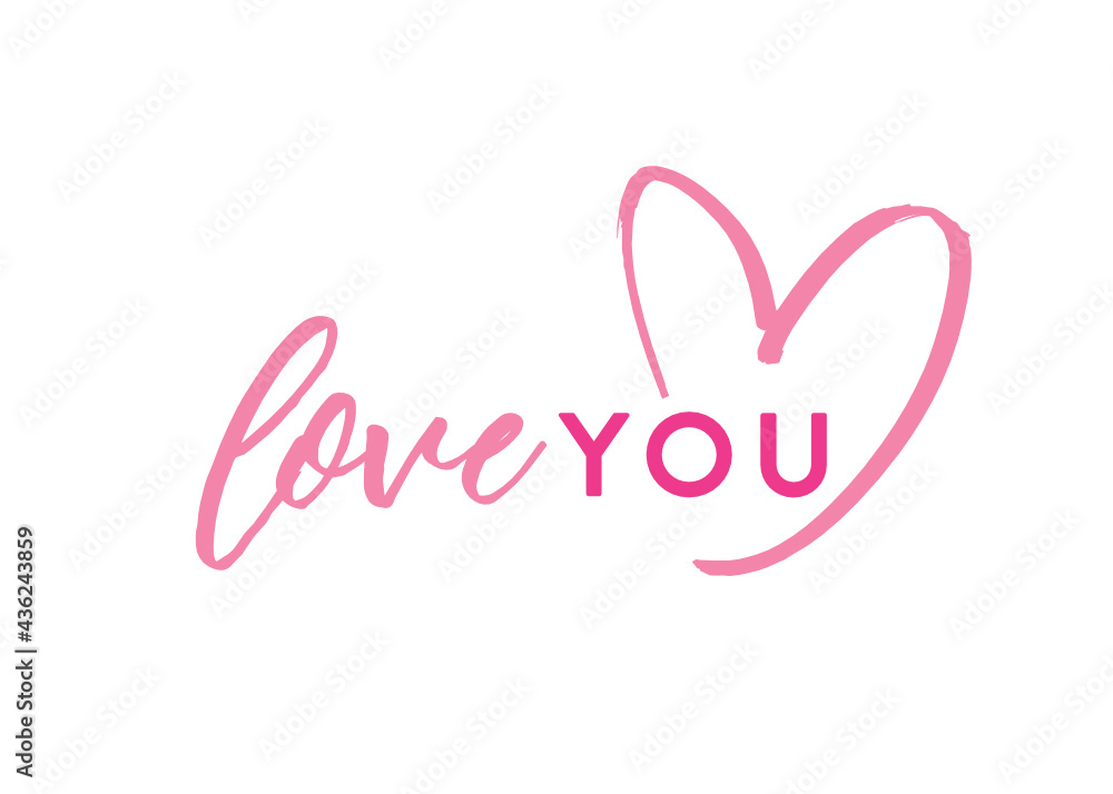 Obraz premium Love You Text, Love You Background, Valentine's Day Card, Valentine's Day Background, Valentine's Day Text, Heart Icon, Illustration Vector Background
