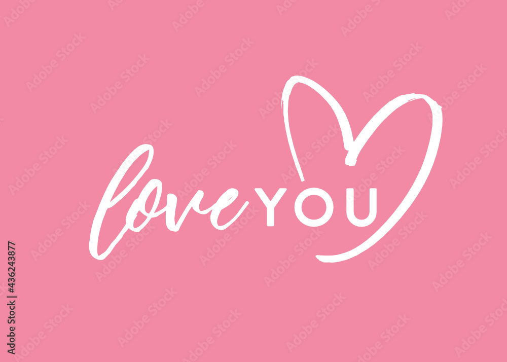 Love You Text, Love You Background, Valentine's Day Card, Valentine's Day Background, Valentine's Day Text, Heart Icon, Illustration Vector Background