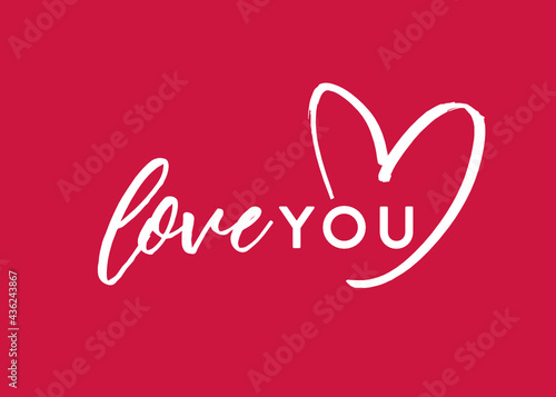 Love You Text  Love You Background  Valentine s Day Card  Valentine s Day Background  Valentine s Day Text  Heart Icon  Illustration Vector Background