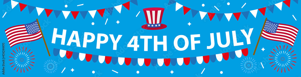 Happy 4th july banner poster. American Independence Day template for your design. Vector 