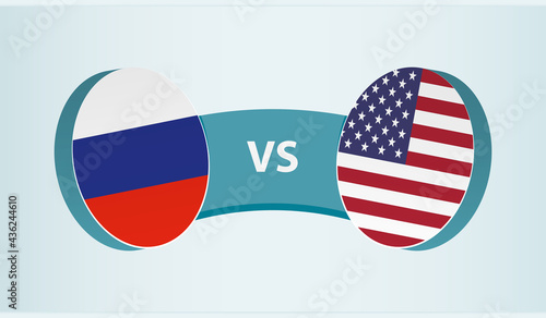 Russia versus USA, team sports competition concept.