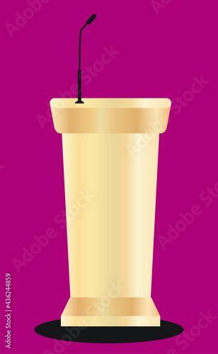 wooden speech podium with microphone on an isolated  studio background for Press Conference 
wood tribune Tribune, stage, stand or debate podium rostrum with microphones. Business presentation o 