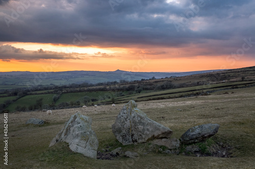 Sunset on the Devon moors photo