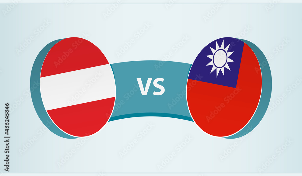 Austria versus Taiwan, team sports competition concept. Austria versus Taiwan, team sports competition concept.