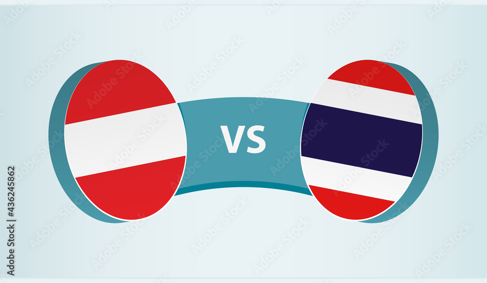 Austria versus Thailand, team sports competition concept. Austria versus Thailand, team sports competition concept.
