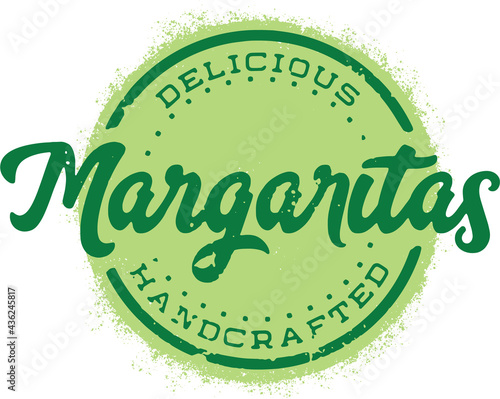 Vintage Margaritas Menu Design Cocktail Stamp photo