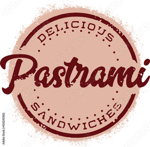 Pastrami Sandwiches Vintage Menu Design Food Stamp