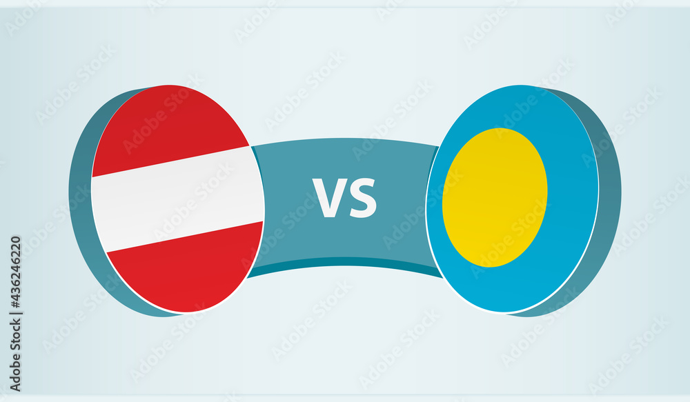 Austria versus Palau, team sports competition concept. Austria versus Palau, team sports competition concept.