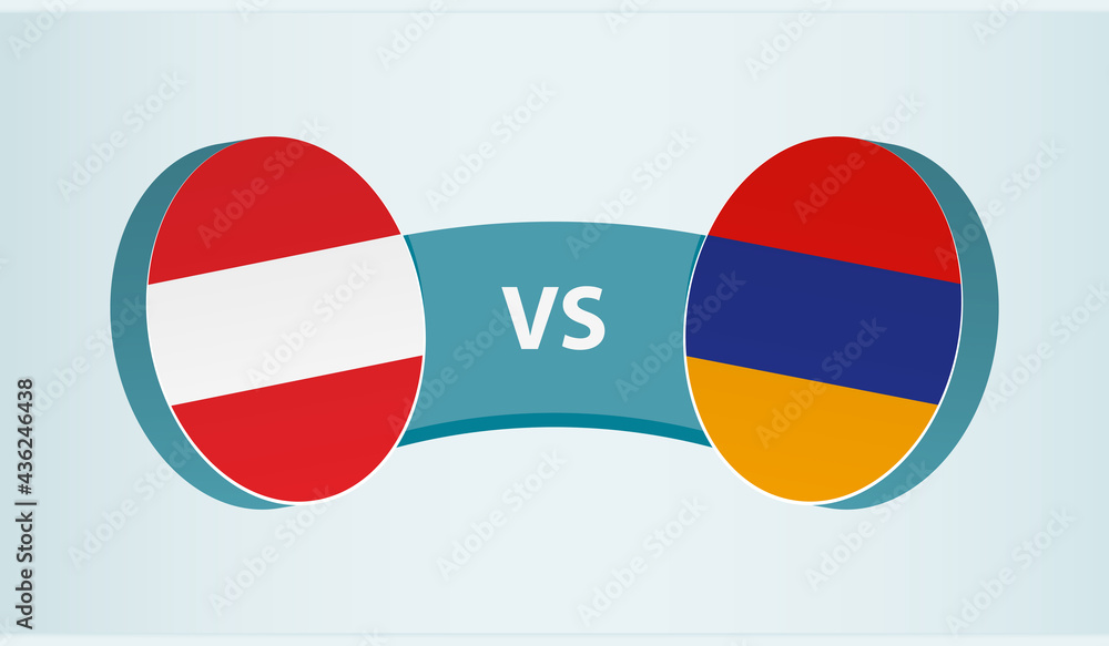 Austria versus Armenia, team sports competition concept. Austria versus Armenia, team sports competition concept.
