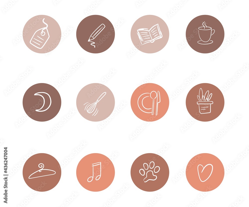 Vector set of round highlights covers, posts and stories for social media. Vector set of round highlights covers, posts and stories for social media.