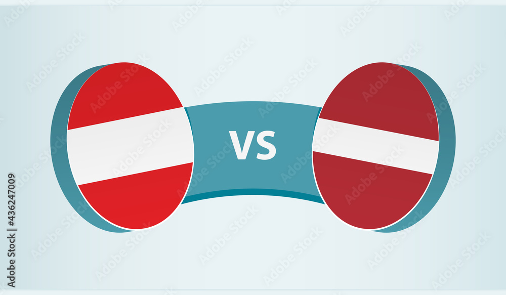 Austria versus Latvia, team sports competition concept. Austria versus Latvia, team sports competition concept.