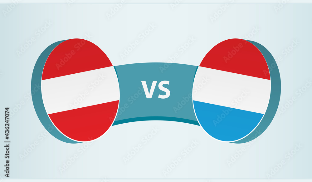 Austria versus Luxembourg, team sports competition concept. Austria versus Luxembourg, team sports competition concept.