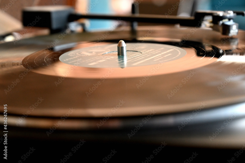 Close Up A Vintage Turntable Vinyl Record Player Stock Photo Adobe Stock
