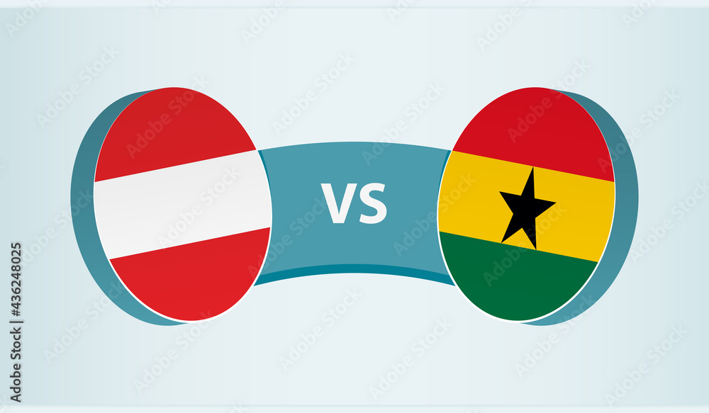 Austria versus Ghana, team sports competition concept.