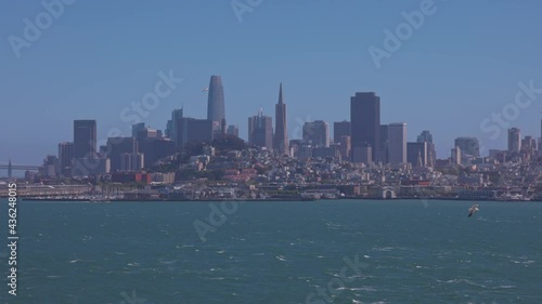 Sunny view of the skyline of San Francisco from Alcatraz island