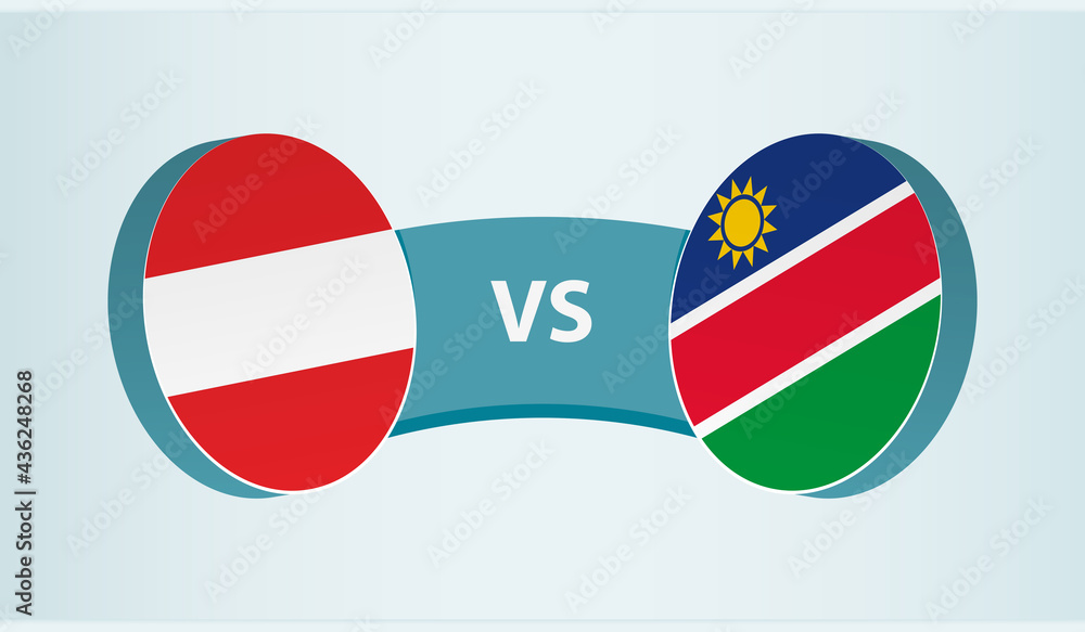Austria versus Namibia, team sports competition concept. Austria versus Namibia, team sports competition concept.