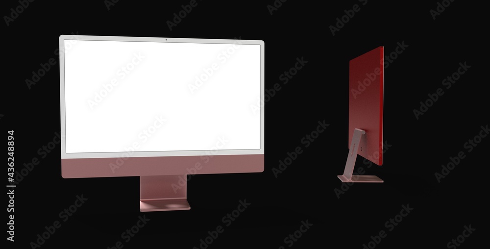 Workspace blank screen desktop computer, Mockup computer background dark black Workspace blank screen desktop computer, Mockup computer background dark black