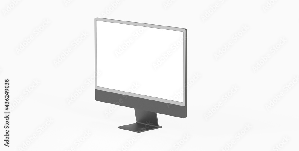 Realistic 3D Computer, with a white screen, isolated on a background Realistic 3D Computer, with a white screen, isolated on a background