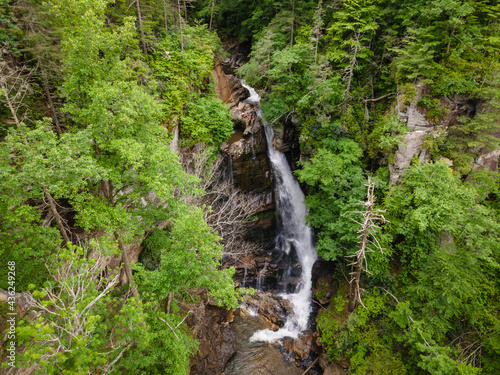 Drone View of Waterfall in Blue Ridge Mountains of North Carolina