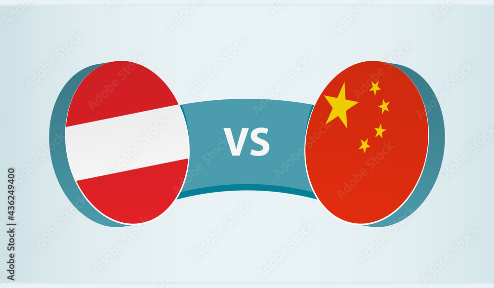 Austria versus China, team sports competition concept. Austria versus China, team sports competition concept.