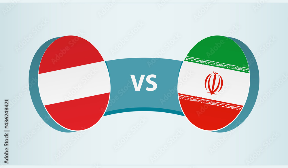 Austria versus Iran, team sports competition concept. Austria versus Iran, team sports competition concept.