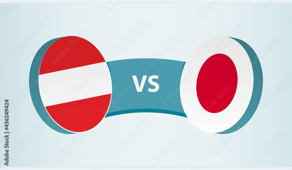 Austria versus Japan, team sports competition concept. Austria versus Japan, team sports competition concept.